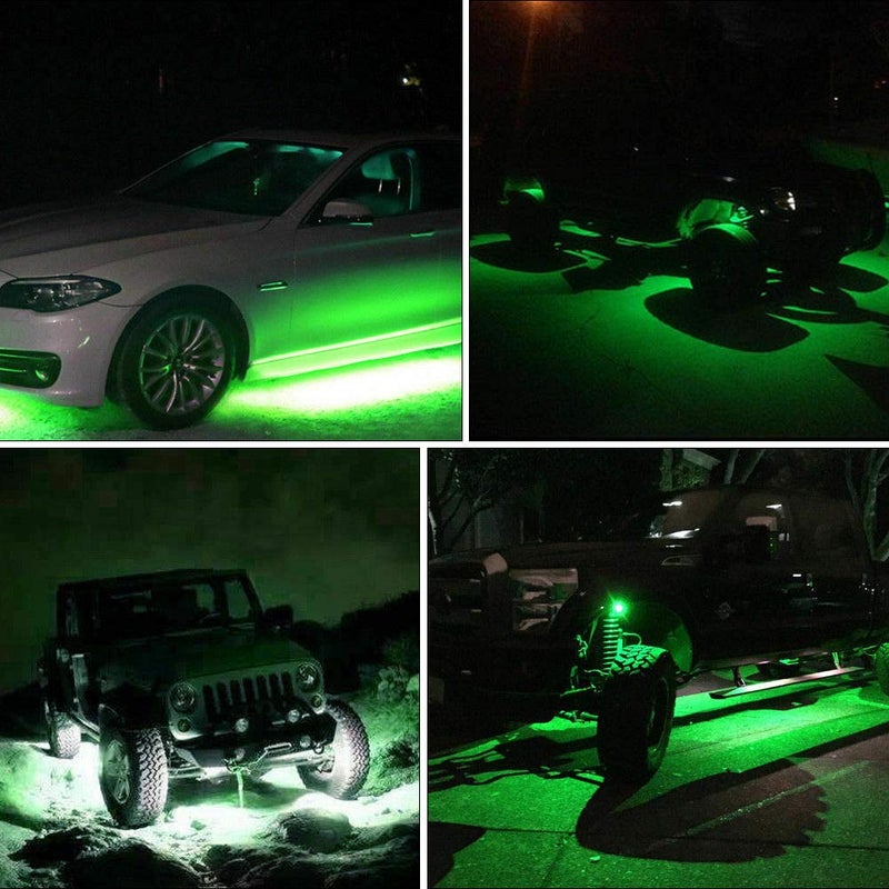 FABOOD F 4 Pods LED Rock Light for Jeep ATV SUV Offroad Car Truck Boat Underbody Glow Trail Rig Lamp Underglow LED Neon Lights Waterproof 12V 24V - Green - Image 2